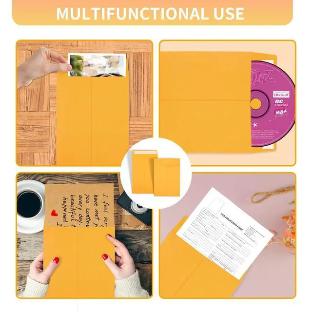 Alt view image 7 of 7 - 6x9 Envelopes Self Seal, Yellow Envelopes 6x9 Printable, Catalog Mailing Envelopes 6 x 9 Tear Resistant, Kraft Envelope for Mailing Letters, Documents, Photos, Invitation Cards