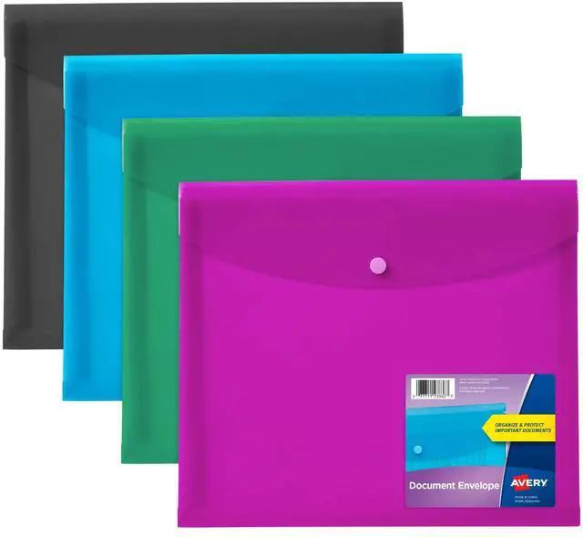 Main image of Document Holder Envelope, Holds 450 Letter/A4-Size Sheets, 4-Color 4-Pack (73556)