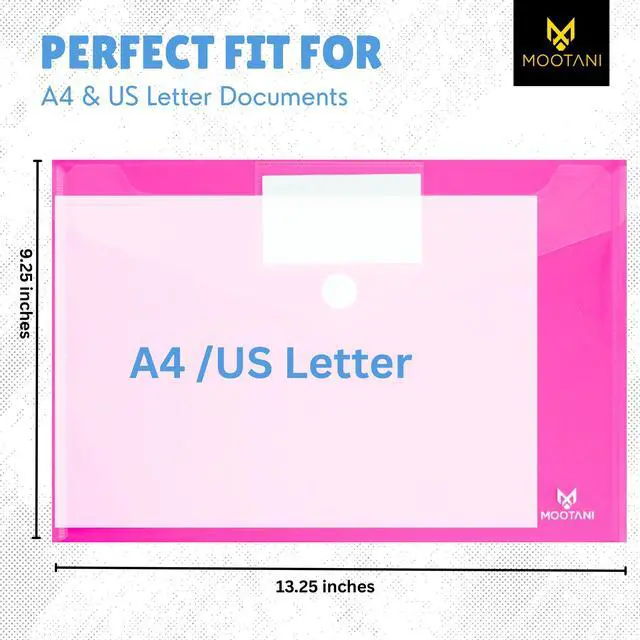 Alt view image 3 of 7 - 5 Pack Plastic Envelopes, Poly Document Holder - A4/US Letter Size | Clear Plastic Envelopes, Durable & Waterproof, Secure Closure, Reusable, Large Capacity, Versatile Organization