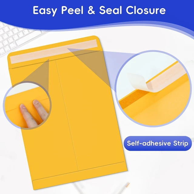 Alt view image 3 of 7 - 25 Pack 9 x 12 Catalog Mailing Envelopes, Self-Seal Brown Manilla Envelopes | Envelopes Letter Size for Mailing, Organize, storage, Home, Office Business