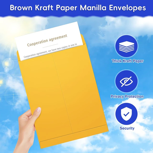 Alt view image 4 of 7 - 25 Pack 9 x 12 Catalog Mailing Envelopes, Self-Seal Brown Manilla Envelopes | Envelopes Letter Size for Mailing, Organize, storage, Home, Office Business