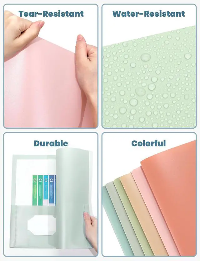 Alt view image 3 of 7 - Folders with Pockets (6 Pack, Vintage Colors), Plastic Folders with Pocket, Poly Folder for Documents Letter Size, 2 Pocket Folder for Kids, Home, School, Office