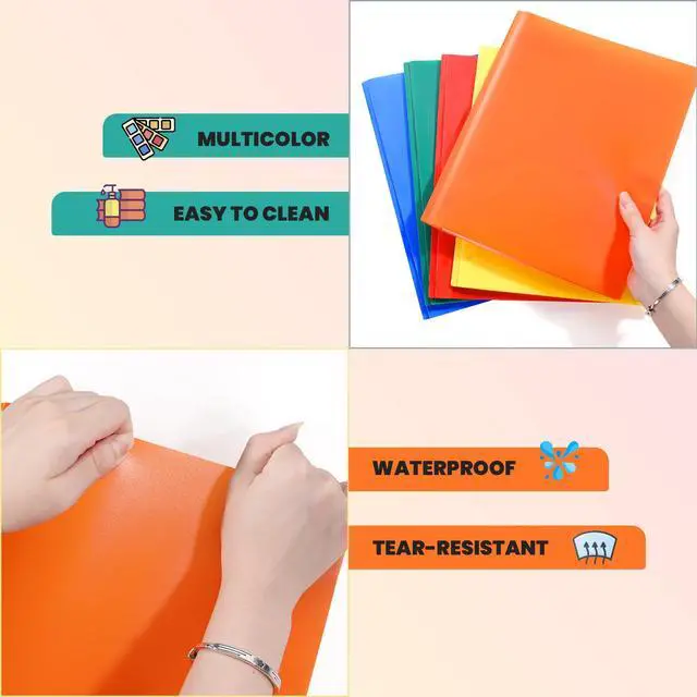 Alt view image 4 of 7 - Plastic Folders with Pockets and Prong, Pack of 5, Colored Heavy Duty 2 Pocket File Folders Letter Size, Folders with Prongs for School, Home, and Office