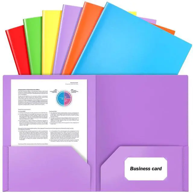 Main image of 6 Pack Folders with Pockets, Plastic Pocket Folders,Cute Sweet Color Folder | Heavy Duty, Poly, Aesthetic Colored, for Kids Back to School Supplies, Office Filing Cabinet, Letter Size
