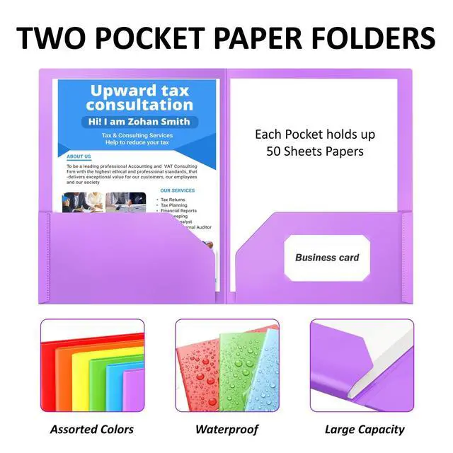 Alt view image 5 of 7 - 6 Pack Folders with Pockets, Plastic Pocket Folders,Cute Sweet Color Folder | Heavy Duty, Poly, Aesthetic Colored, for Kids Back to School Supplies, Office Filing Cabinet, Letter Size