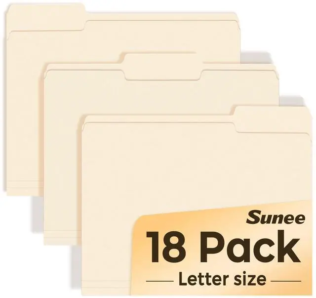 Main image of File Folders, 18 Pack Manilla Folders 8.5 x 11, 1/3 Cut Tab for Easy Labeling and Organization, Durable Standard Paper for Home, Office, School Filing