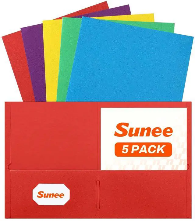 Main image of Folders with Pockets, 5 Pack Paper Folders with Pockets, Pocket Folders Fit Letter Size Paper, 5 Assorted Colors for Office, Home, Business, School Supplies