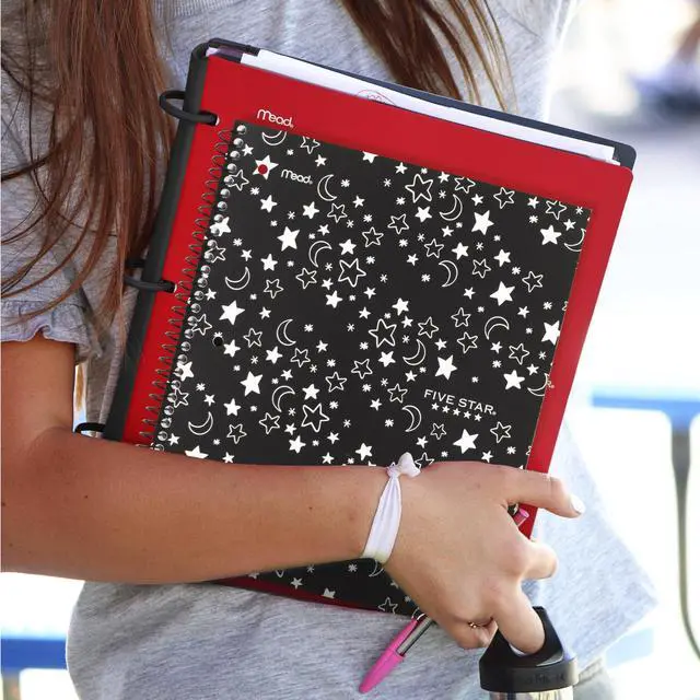 Alt view image 7 of 7 - Spiral Notebook + Study App, 1 Subject, Wide Ruled, 8" x 10-1/2", 80 Sheets, Fights Ink Bleed, Water Resistant Cover, Black Stars Glow in the Dark (930020F)
