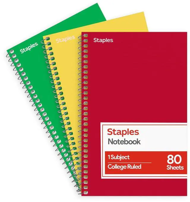 Main image of 1-Subject Spiral Notebook, College Ruled, 80 Sheets, 3-Pk | Assorted colors for school, office, and everyday note-taking needs.