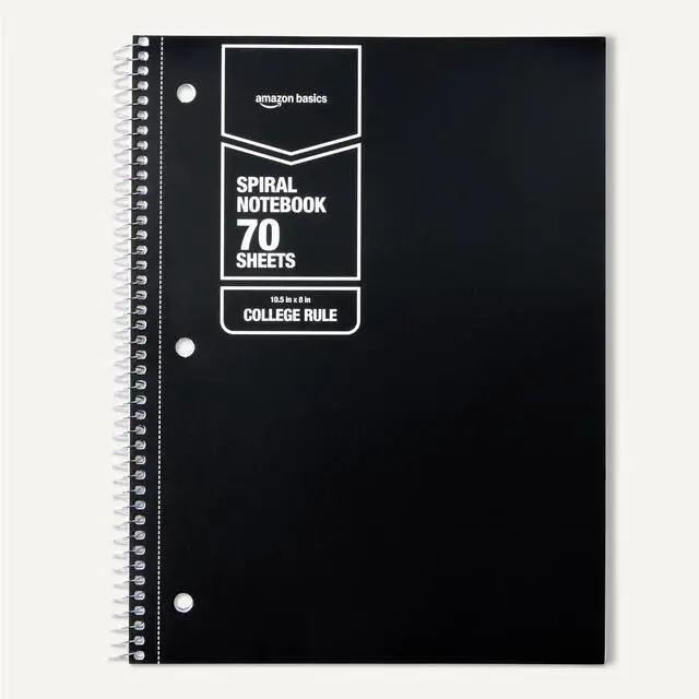 Alt view image 5 of 5 - College Ruled Spiral Notebook, For Work and School, 70 Sheets, 8" x 10.5", Black, 2 pack