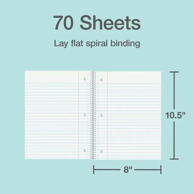 Alt view image 3 of 7 - Spiral Notebooks, 3 Pack, College Ruled, 70 Sheets, Earthtone Covers | 3 hole punched to fit any binder. Perforated sheets tear out easily. Color coded covers. One notebook per subject.