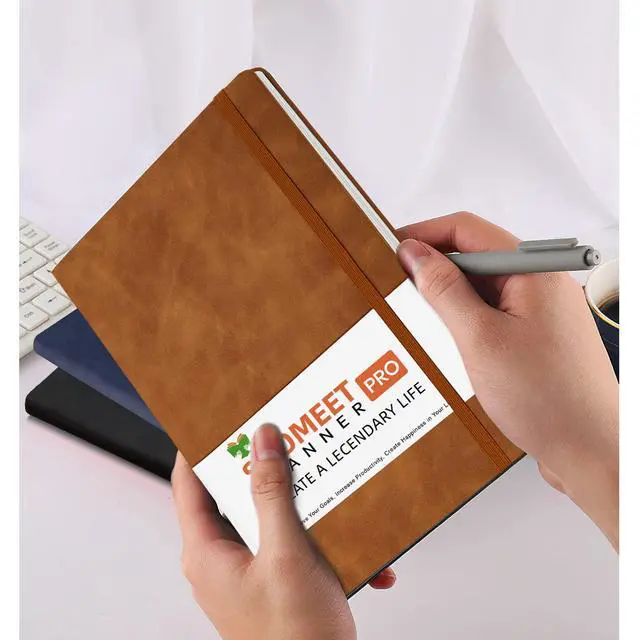 Alt view image 4 of 7 - Lined Journal Notebook, 200 Pages, Leather Hardcover Notebooks, A5 College Ruled Thick Classic with Pen Loop Notebook Journals for Writing, for Women Men Office School, 5.75'' X 8.38'', Brown