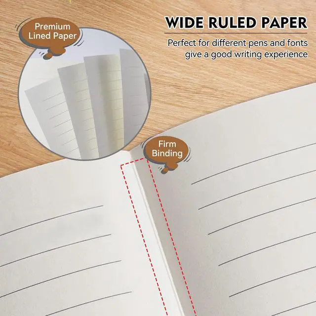 Alt view image 6 of 7 - Lined Journal Notebook, 200 Pages, Leather Hardcover Notebooks, A5 College Ruled Thick Classic with Pen Loop Notebook Journals for Writing, for Women Men Office School, 5.75'' X 8.38'', Brown