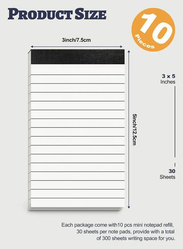 Alt view image 2 of 6 - 10 Pack Small Note Pads 3x5 Lined Writing Pads Small Pads of Paper 3x5 Pad | Mini Notepads with 30 Sheets per Notepad Paper Pads Mini Legal Pads 3x5 Inch Pocket Notebook for Taking Notes and Reminders