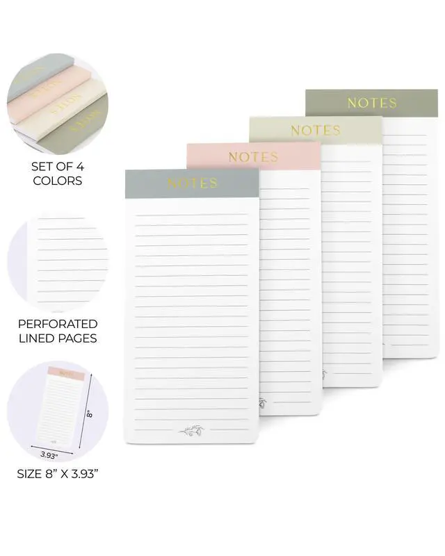 Alt view image 7 of 7 - Beautiful Magnetic Notepads for Fridge - Set Of 4 Modern Note Pads | Lined Pages to Easily Write Notes and Make Grocery, Shopping Lists - Perfect to Do Pad with Strong Magnets for Refrigerator