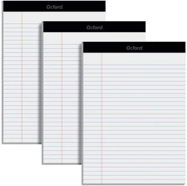 Main image of 8.5 x 11.75 Inch Legal Pads, 3 Pack, Wide Ruled on Both Sides, White Paper, 50 Perforated Sheets Per Writing Pad, Proudly Made in the USA (1017036)