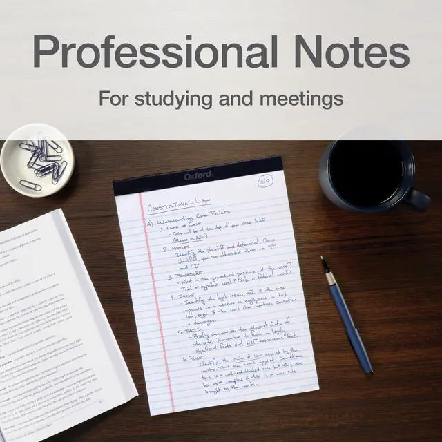 Alt view image 4 of 7 - 8.5 x 11.75 Inch Legal Pads, 3 Pack, Wide Ruled on Both Sides, White Paper, 50 Perforated Sheets Per Writing Pad, Proudly Made in the USA (1017036)