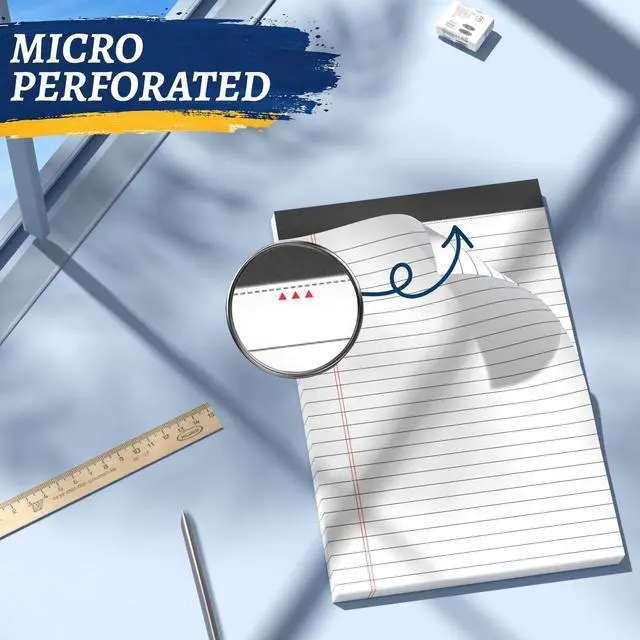 Alt view image 5 of 7 - 6 Pack 5 x 8 Inch White Legal Pads, Double-Sided Lined Notepads with Hard Backing for Office, School & Home, Thick Perforated No-Bleed Paper for Students, Teachers & Professionals