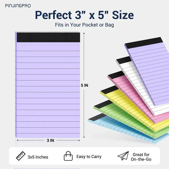 Alt view image 2 of 7 - Colored Note Pads 12 Pack Small Notepad 3x5 In Mini Notepads Pocket Notepad | Memo Pad Easy Tear Small Note Pads,Server Lined Paper,30 Sheet/Notepad, Portable Memo Notepad for Home Schoo