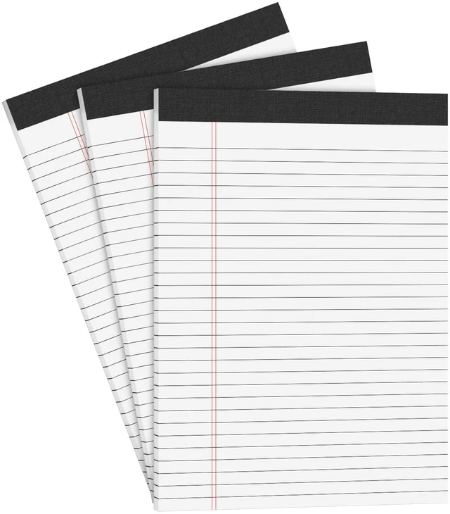 Main image of 3 Pack Legal Pads 8.5 x 11 inch Notepad, 30 Sheets per Note Pads Wide Ruled Legal Pads, Pads of Paper Writing Pad - Ideal for Office, School or Home Use