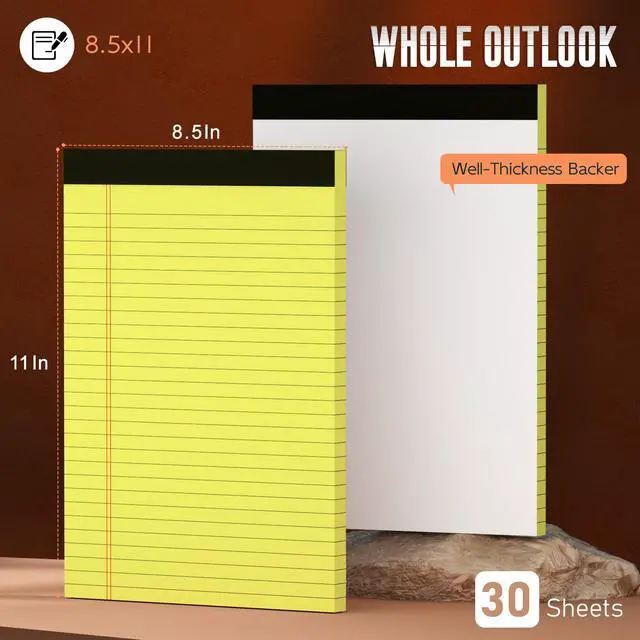 Alt view image 2 of 7 - Yellow Legal Pads 8.5 x 11 Note Pads,3 Pack Yellow Legal Notepads 8.5 x 11 | Wide Ruled Writing Paper Pads,Perforated Legal Note Pad 30 Sheets Per Lined Paper Yellow Notepad for Taking Notes,Reminders