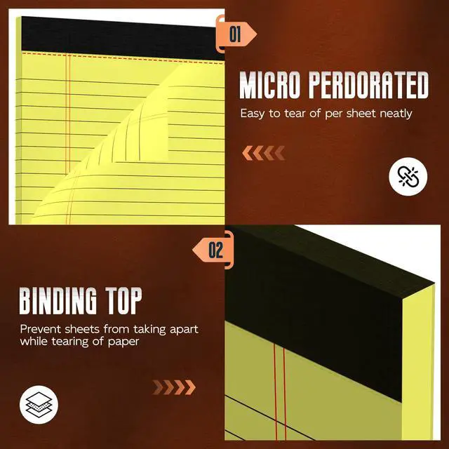 Alt view image 4 of 7 - Yellow Legal Pads 8.5 x 11 Note Pads,3 Pack Yellow Legal Notepads 8.5 x 11 | Wide Ruled Writing Paper Pads,Perforated Legal Note Pad 30 Sheets Per Lined Paper Yellow Notepad for Taking Notes,Reminders