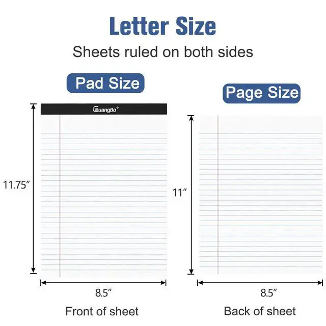 Alt view image 2 of 6 - 3 Pack White Legal Pads 8.5 x 11 Wide Ruled Note Pad 50 Sheets Notepads Micro Perforated Writing Pad for Work Study Daily Note Taking List