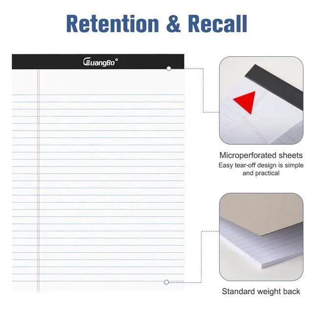 Alt view image 4 of 6 - 3 Pack White Legal Pads 8.5 x 11 Wide Ruled Note Pad 50 Sheets Notepads Micro Perforated Writing Pad for Work Study Daily Note Taking List