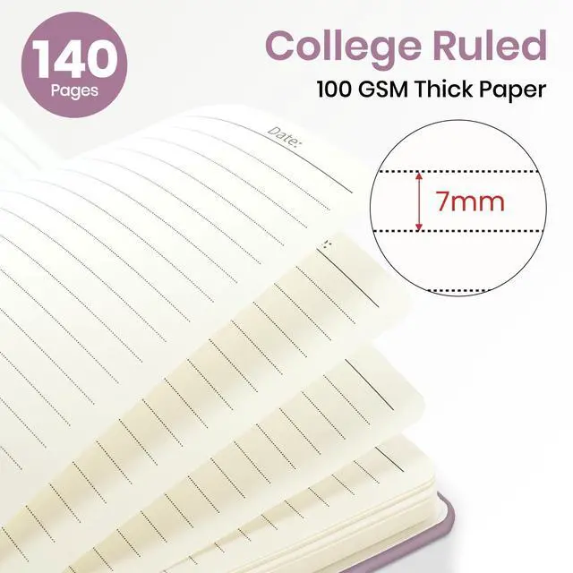 Alt view image 2 of 7 - Lined Spiral Notebook for Work Hardcover Spiral Journal College Ruled | Purple, 5.7" x 7.9" Spiral Journals for Writing, Work Notebooks, Note taking and Office School Supplies, 140 Pages