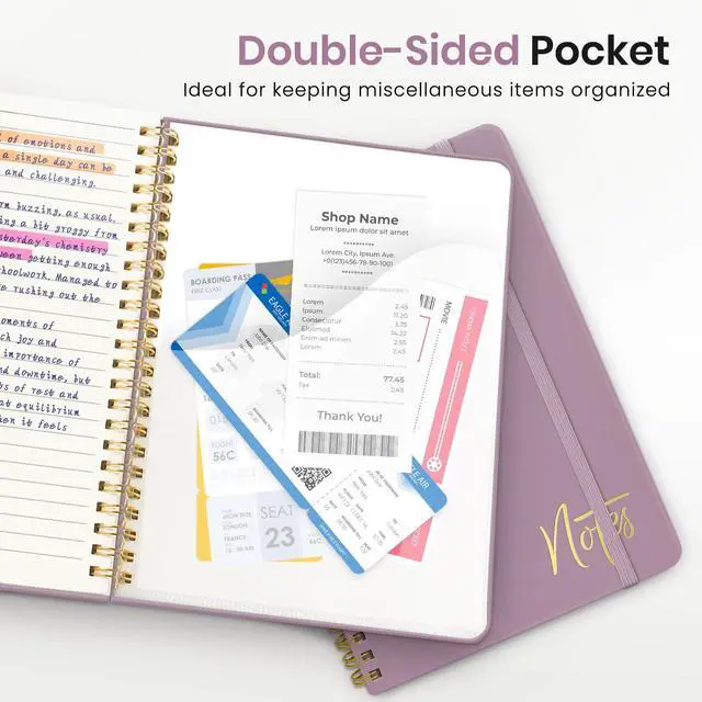 Alt view image 5 of 7 - Lined Spiral Notebook for Work Hardcover Spiral Journal College Ruled | Purple, 5.7" x 7.9" Spiral Journals for Writing, Work Notebooks, Note taking and Office School Supplies, 140 Pages