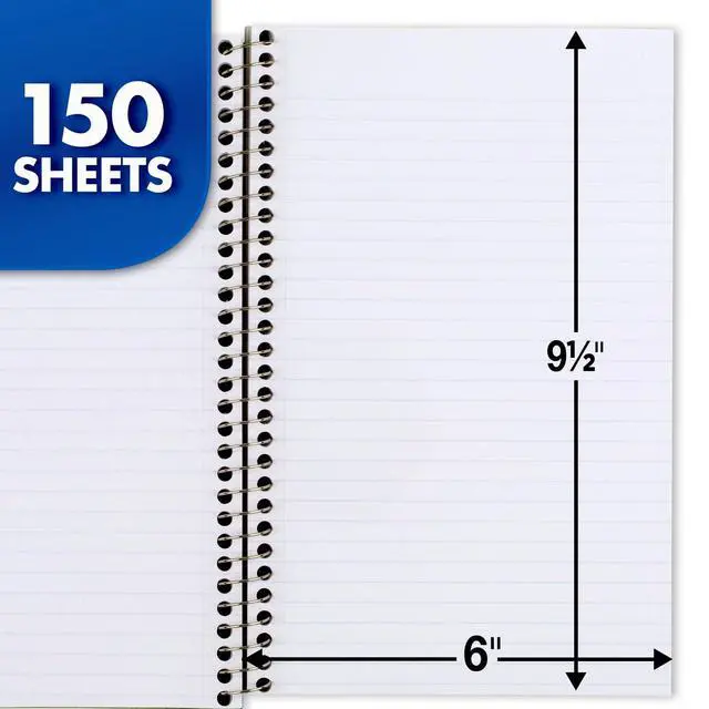 Alt view image 3 of 7 - Small Spiral Notebook, 3-Subject, College Ruled Paper, 9-1/2" x 5-1/2", 150 Sheets per Notebook, Color Will Vary, 1 Count (06900)