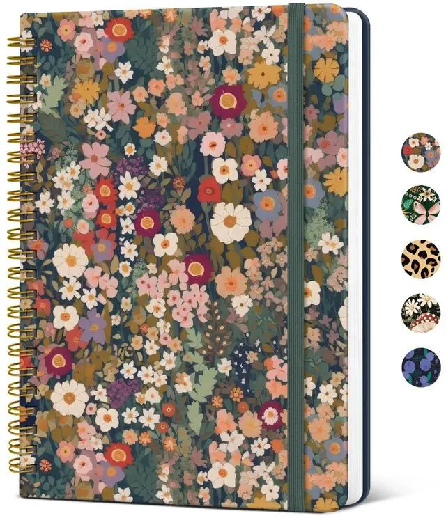 Main image of Pretty Spiral Journal for Women, Lined Hardcover Notebook, 6" x 8" | For Work and Note Taking, College Ruled Pages, Cute Journal for Writing, 140 Pages, Garden