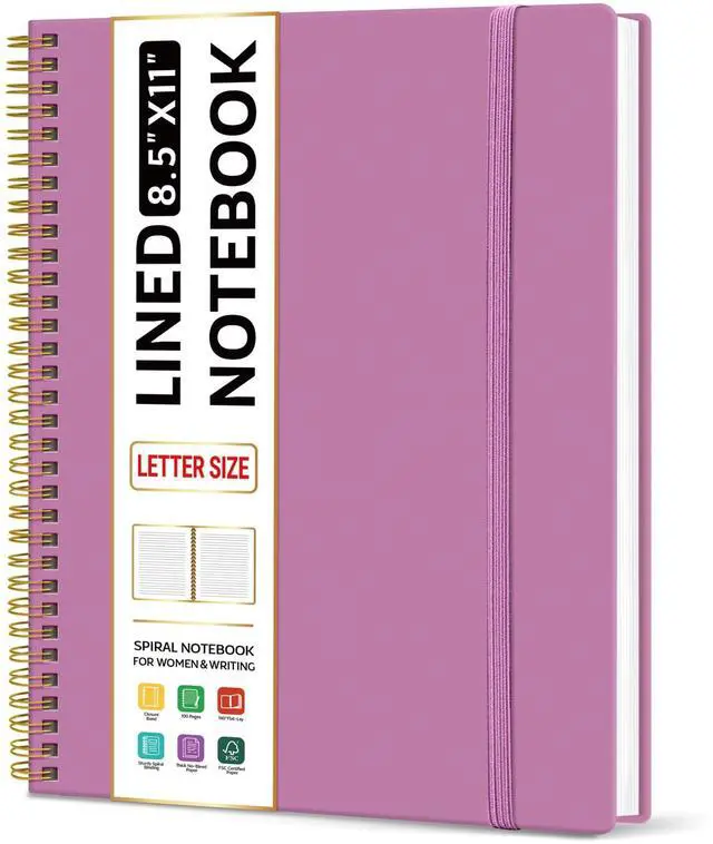 Main image of Large Spiral Lined Notebook for Work, Journal for Women & Men | Purple 8.5" x 11" Notebooks for Note taking, Writing & Journaling, College Ruled Pages, Plastic Cover