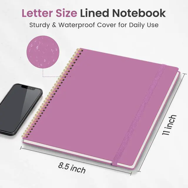 Alt view image 5 of 7 - Large Spiral Lined Notebook for Work, Journal for Women & Men | Purple 8.5" x 11" Notebooks for Note taking, Writing & Journaling, College Ruled Pages, Plastic Cover
