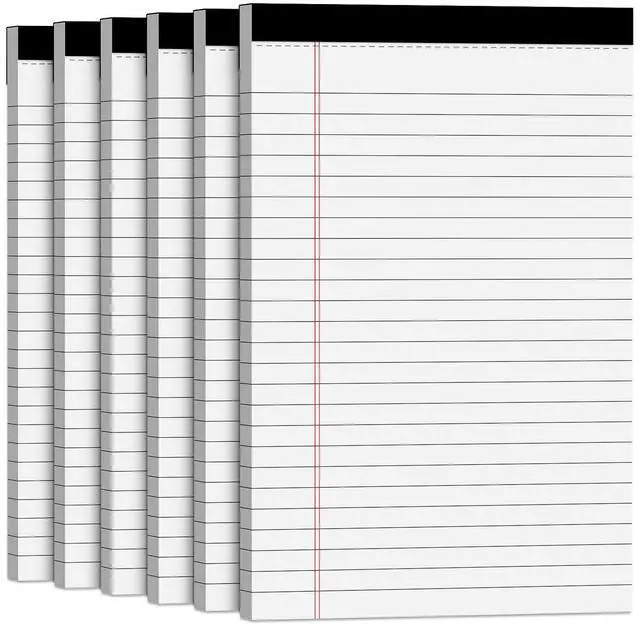 Main image of Note Pads 5x8 Small Legal Pads White Notepad, 6 Pack, Narrow Ruled Notepads | Micro Perforated Legal Writing Pads Memo Pad, 30 Sheet/ Note Pad, Notebook Paper Tablet for School, Lined Note Pad 5x8''