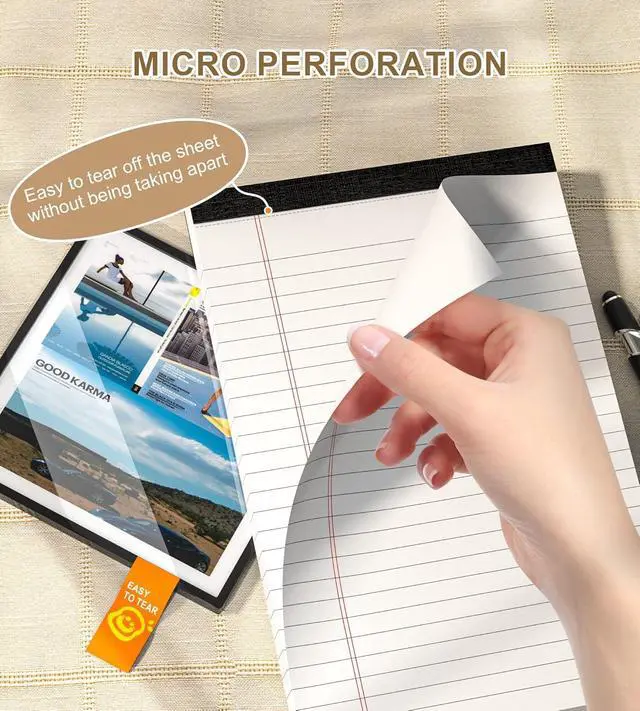 Alt view image 3 of 6 - Note Pads 5x8 Small Legal Pads White Notepad, 6 Pack, Narrow Ruled Notepads | Micro Perforated Legal Writing Pads Memo Pad, 30 Sheet/ Note Pad, Notebook Paper Tablet for School, Lined Note Pad 5x8''