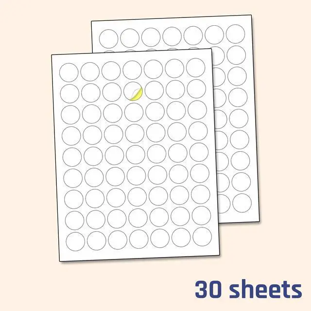 Alt view image 5 of 7 - 1 inch Round Labels Printable Circle Stickers - 8.5" x 11", 30 Sheets | Laser/Inkjet Printing, comes with Print Templates