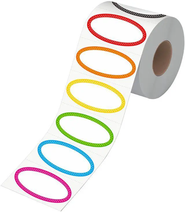 Main image of 500 Removable Freezer Pantry Canning Labels, 8 Colorful Polka Borders, Water Oil Resistant with Perforation Line for Food Containers Jars Kitchen Restaurant Storage Organization