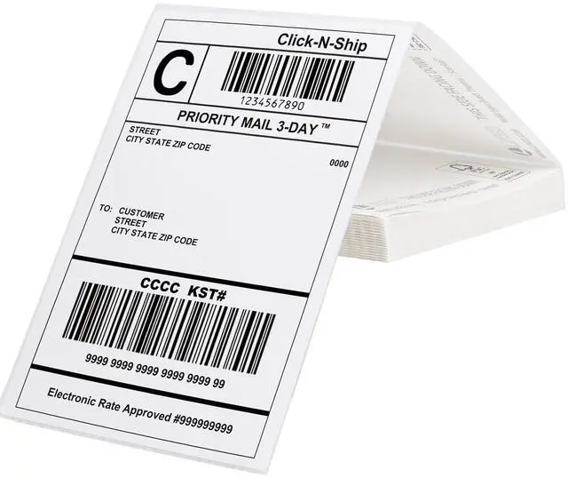 Main image of 4x6 Fanfold Thermal Label, 100 Per Stack Thermal Shipping Labels | BPA Free, Perforated, Strong Adhesive, Compatible with Most Thermal Printers