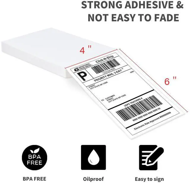Alt view image 2 of 7 - 4x6 Fanfold Thermal Label, 100 Per Stack Thermal Shipping Labels | BPA Free, Perforated, Strong Adhesive, Compatible with Most Thermal Printers