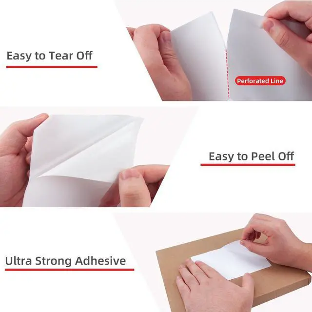 Alt view image 5 of 7 - 4x6 Fanfold Thermal Label, 100 Per Stack Thermal Shipping Labels | BPA Free, Perforated, Strong Adhesive, Compatible with Most Thermal Printers