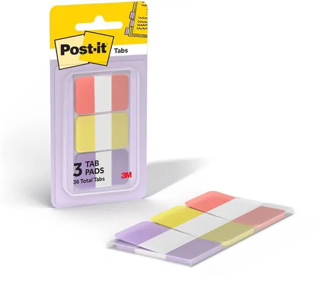 Main image of Sticky Tabs, 1 x 1.5 in, Warm Pastels, 3 Pads, 36 Tabs Total | Book Tabs in Assorted Warm Pastel Colors for Bookmarking, Annotating, Reading, and Reminders