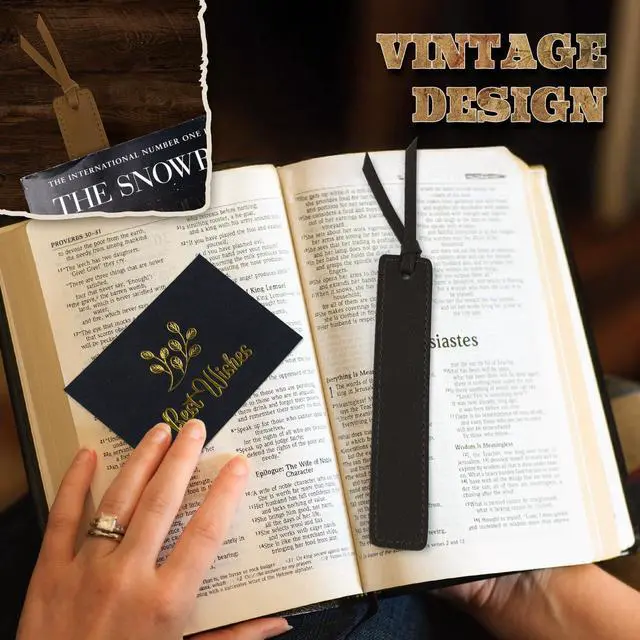 Alt view image 6 of 7 - 6 Pcs Leather Bookmark with Tassel, Classic Style Bookmark, 0.05 Inches Thin Handmade Stitched Bookmarks for Men, Book Marks for Reading, Gifts for Book Lovers, Readers (Dark Retro)