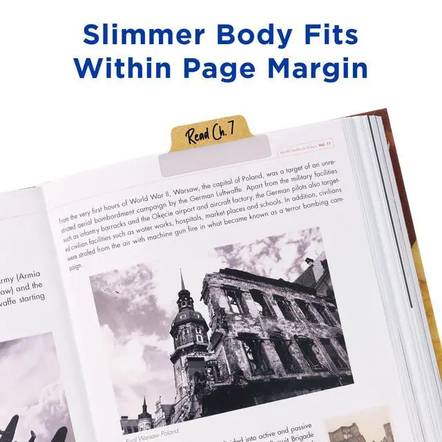Alt view image 2 of 7 - Margin Ultra Tabs, 2.5" x 1", 24 Metallic Tabs | For Marking Pages in Books and Planners, Clear Body See-Through Design, 2-Side Writable, Smudge-Resistant, Fits Margins