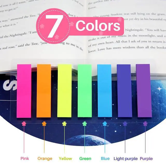 Alt view image 3 of 6 - 980 Pcs Sticky Notes Flags, 7 Color Index Tabs Index Flag Bright Colors Page Index Stickers Translucent Page Makers for Page Bookmarks