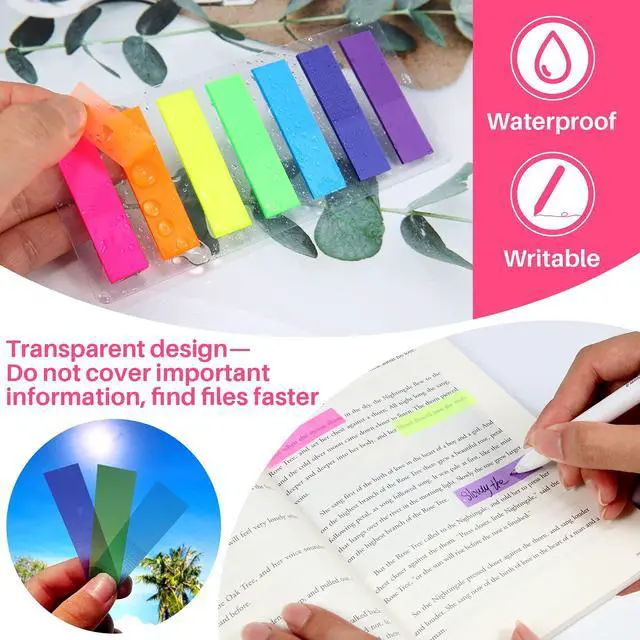 Alt view image 4 of 6 - 980 Pcs Sticky Notes Flags, 7 Color Index Tabs Index Flag Bright Colors Page Index Stickers Translucent Page Makers for Page Bookmarks