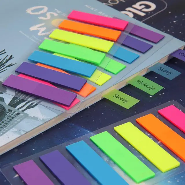 Alt view image 5 of 6 - 980 Pcs Sticky Notes Flags, 7 Color Index Tabs Index Flag Bright Colors Page Index Stickers Translucent Page Makers for Page Bookmarks