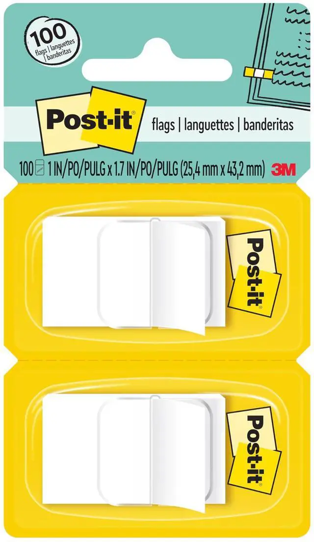 Main image of Flags, 1 x 1.7 in, White, 2 Dispensers, 50 Flags/Dispenser | Removable Page Markers for Planners, Journals, and Calendars