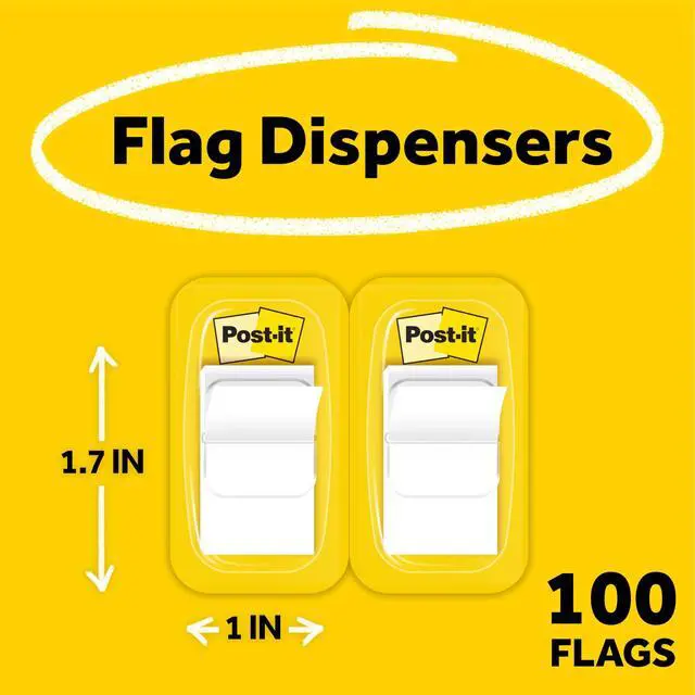 Alt view image 3 of 7 - Flags, 1 x 1.7 in, White, 2 Dispensers, 50 Flags/Dispenser | Removable Page Markers for Planners, Journals, and Calendars