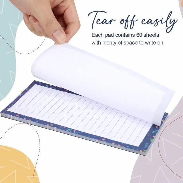 Alt view image 4 of 7 - Magnetic Notepads for Refrigerator - Flower Design, 50 Sheets Per Pad, 4 Pack Memo Pads for Grocery Lists and To-Dos